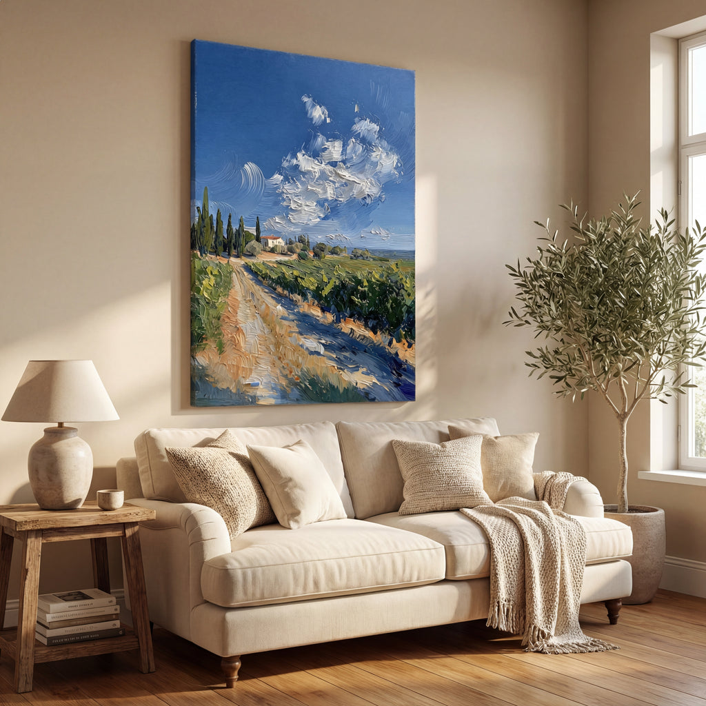 Impasto Oil Painting - "Provence Vineyard Path"