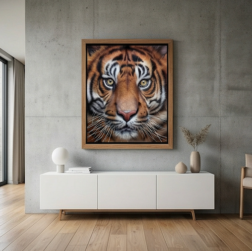 The King's Gaze Hyperrealistic Tiger Portrait Oil Painting
