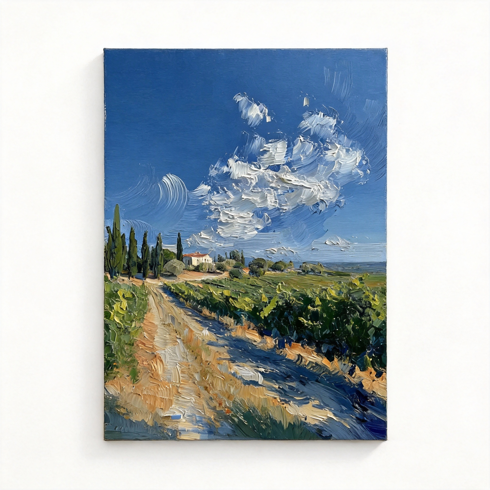 Impasto Oil Painting - "Provence Vineyard Path"