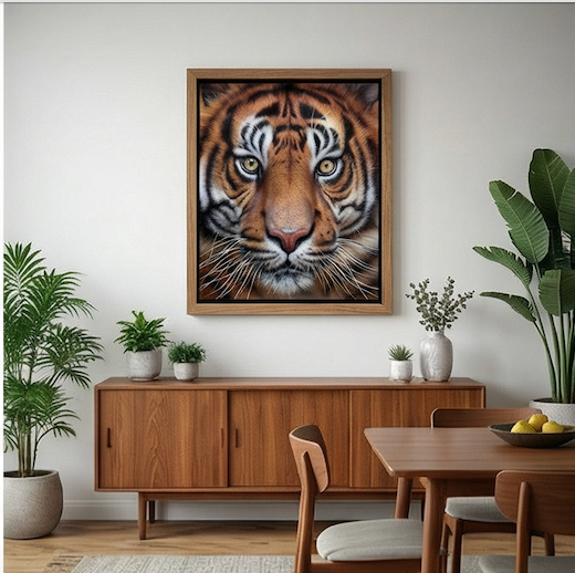 The King's Gaze Hyperrealistic Tiger Portrait Oil Painting