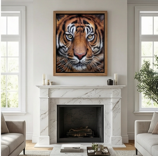 The King's Gaze Hyperrealistic Tiger Portrait Oil Painting