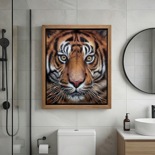 The King's Gaze Hyperrealistic Tiger Portrait Oil Painting
