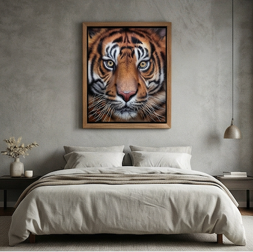 The King's Gaze Hyperrealistic Tiger Portrait Oil Painting