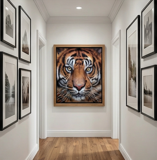 The King's Gaze Hyperrealistic Tiger Portrait Oil Painting