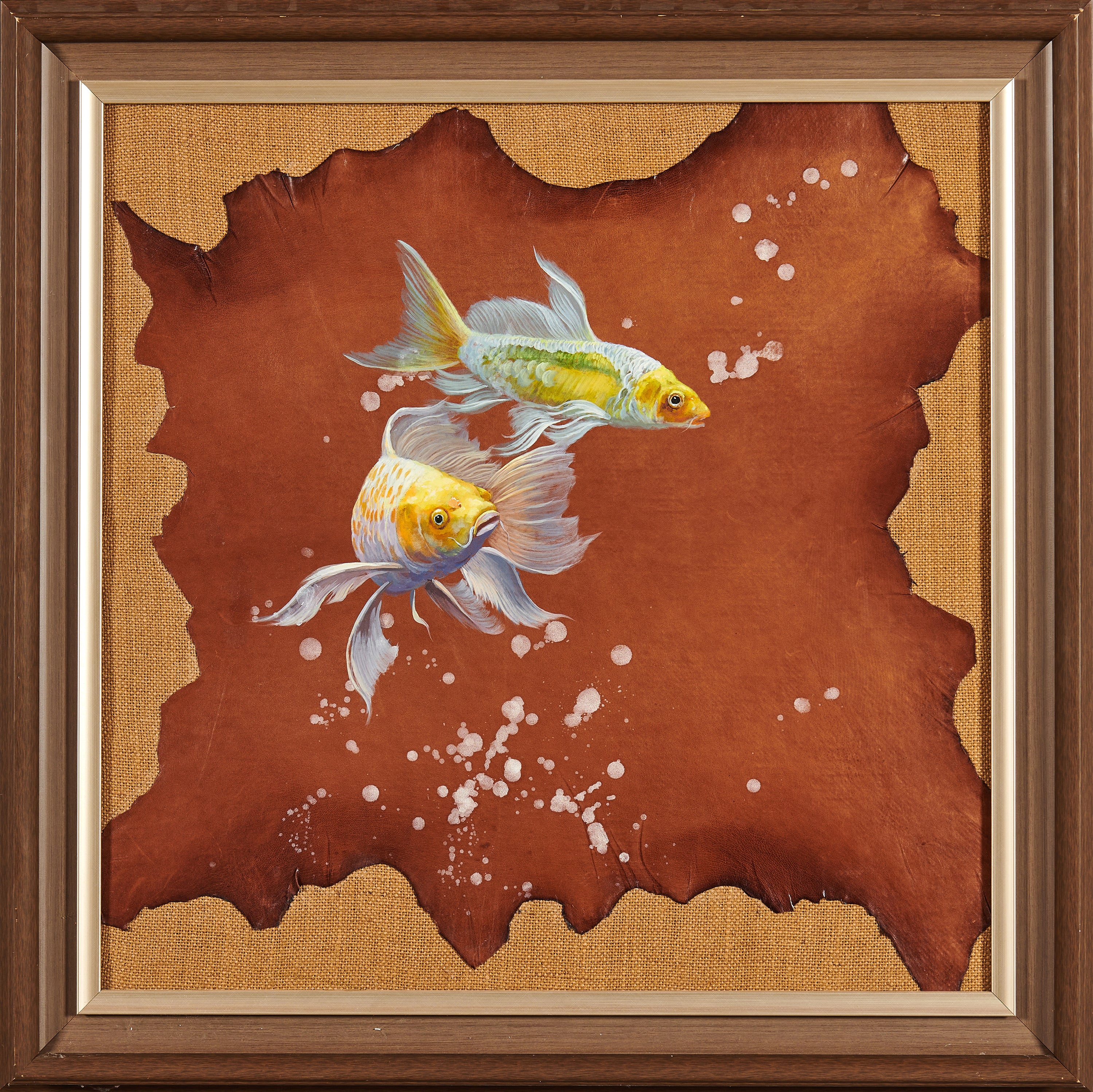 Golden Scales Dancing: Two Koi Fish | Original Realist Oil Painting