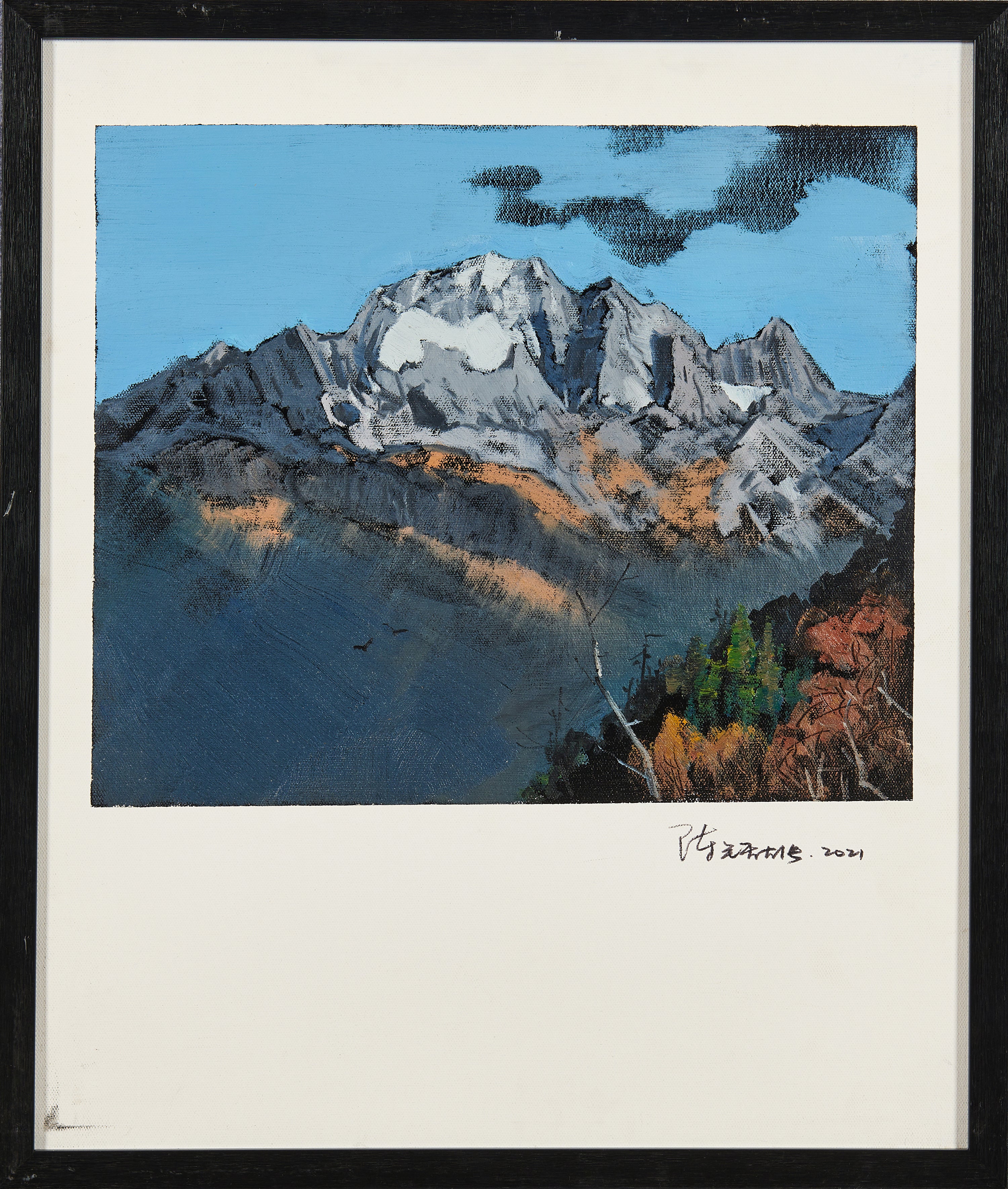 "Snow Mountain Ridge" Landscape Oil Painting