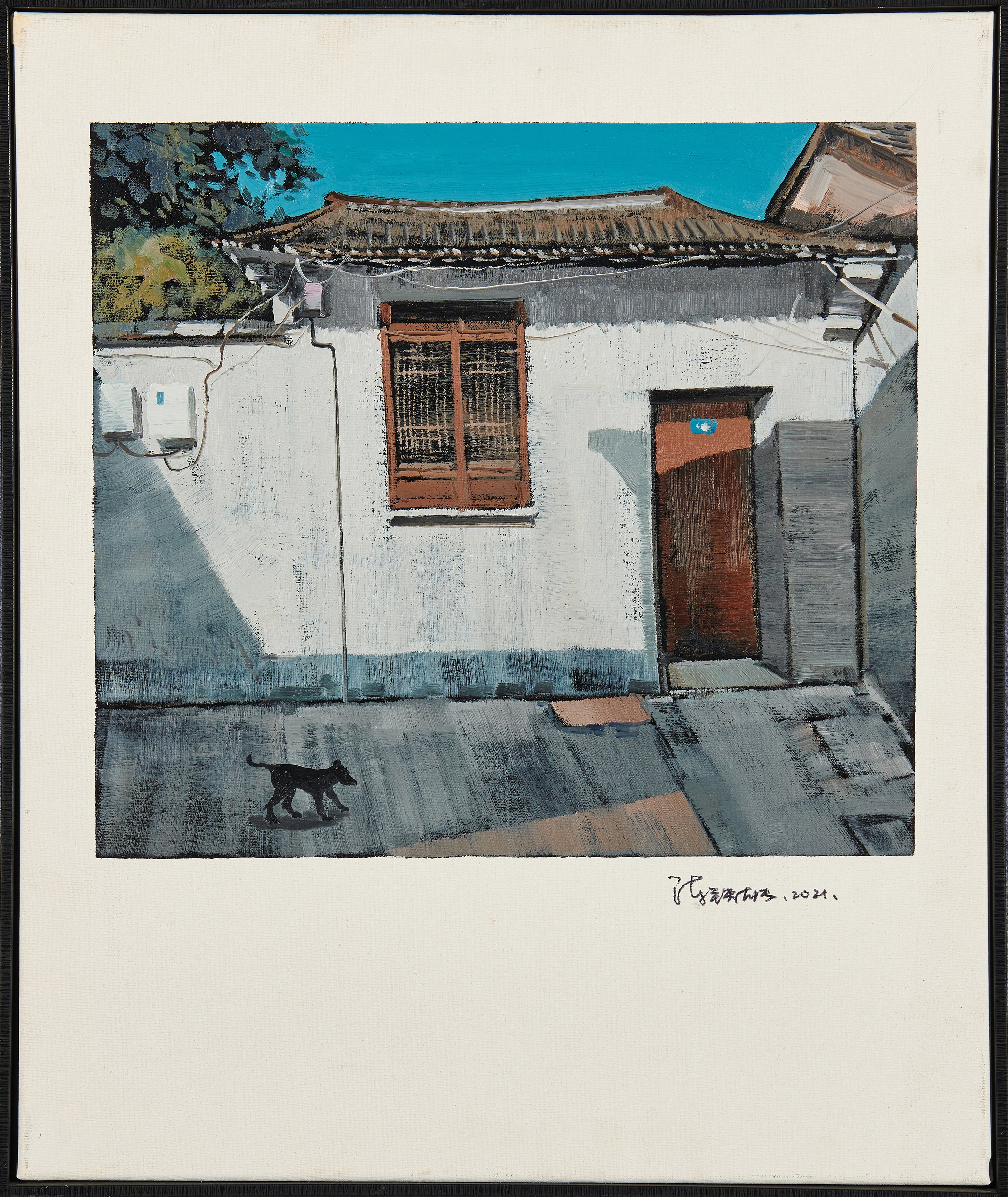 "Sunlit Alley Corner" Residential Landscape Oil Painting