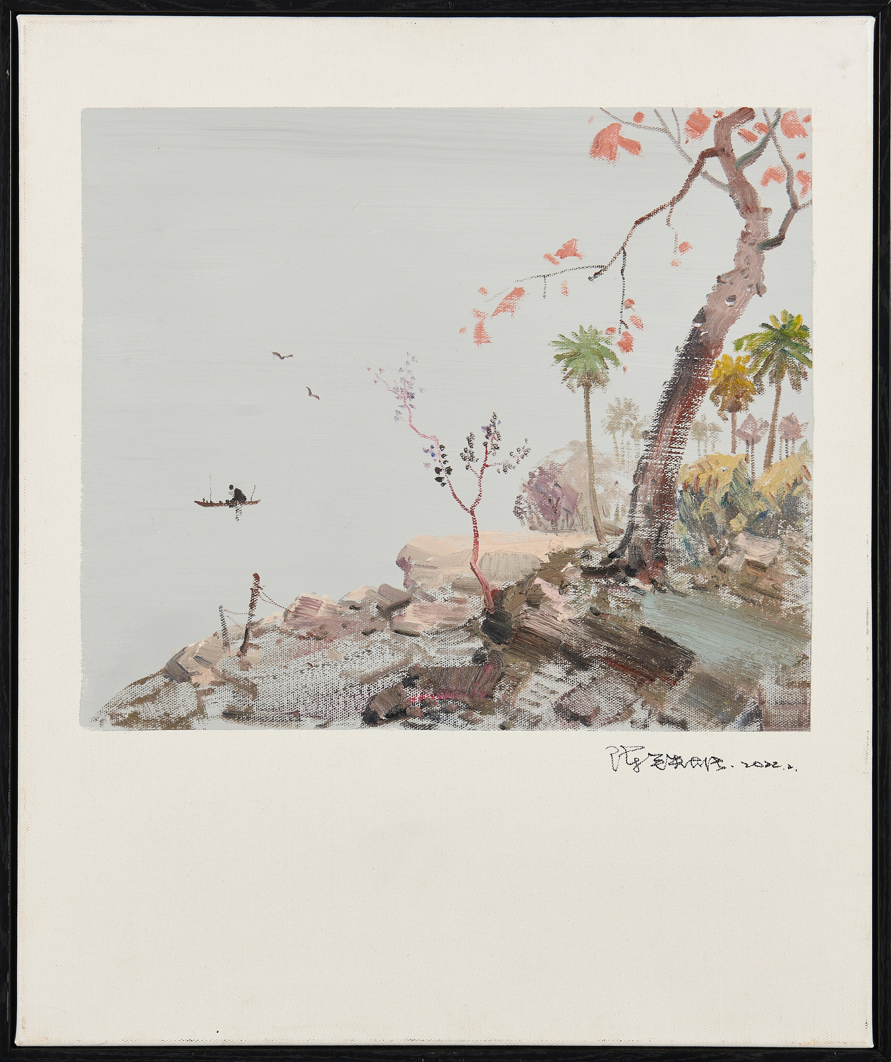 "Spring Branch by the Bank" Lingnan Landscape Oil Painting