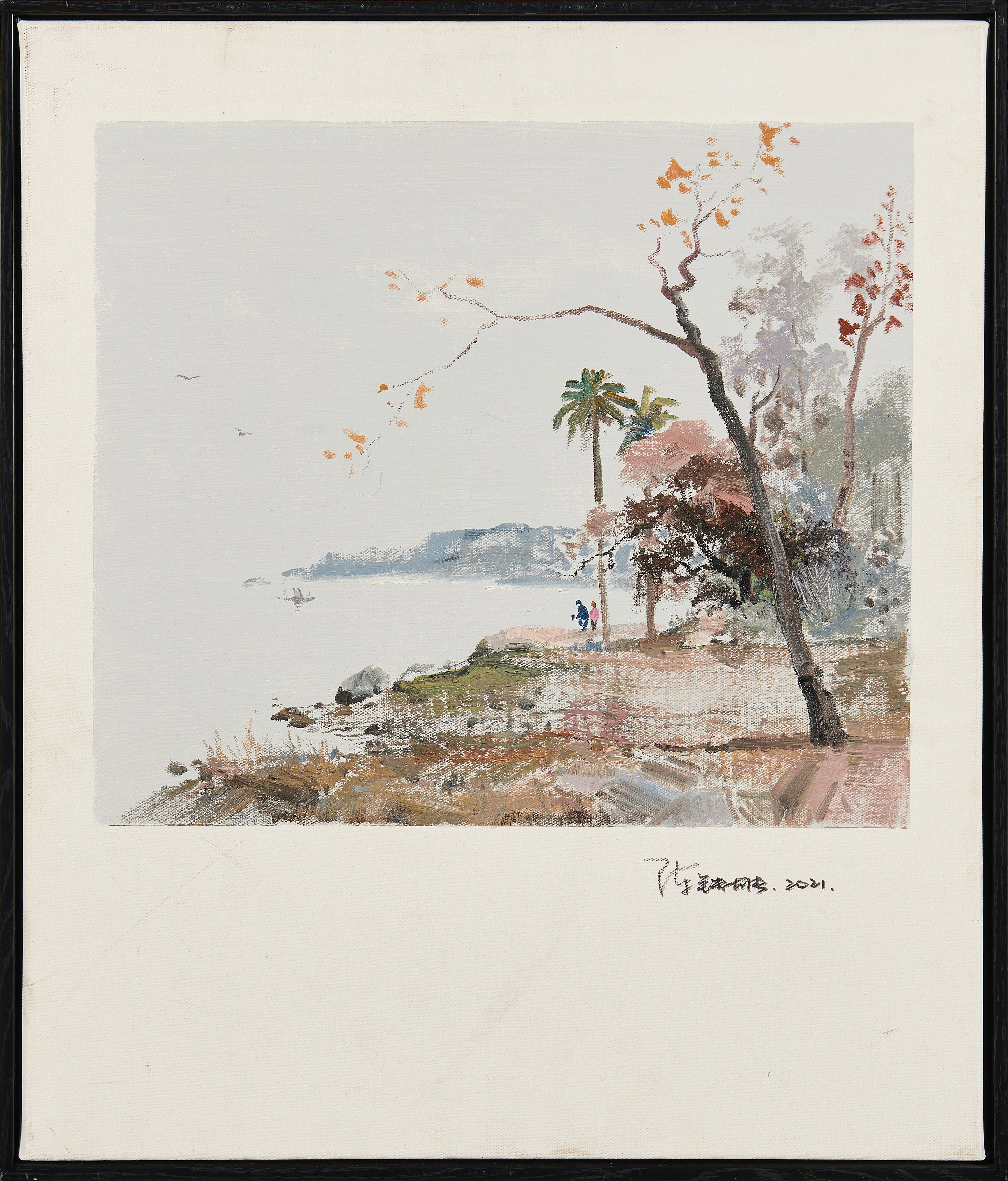 "Autumn Light by the Shore" Coastal Landscape Oil Painting