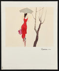 "Red Dress and Umbrella Shadow" Expressive Figure Oil Painting