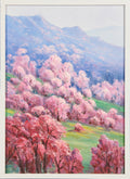 Spring Blossom Valley: Pink Apricot Blooms | Original Landscape Oil Painting