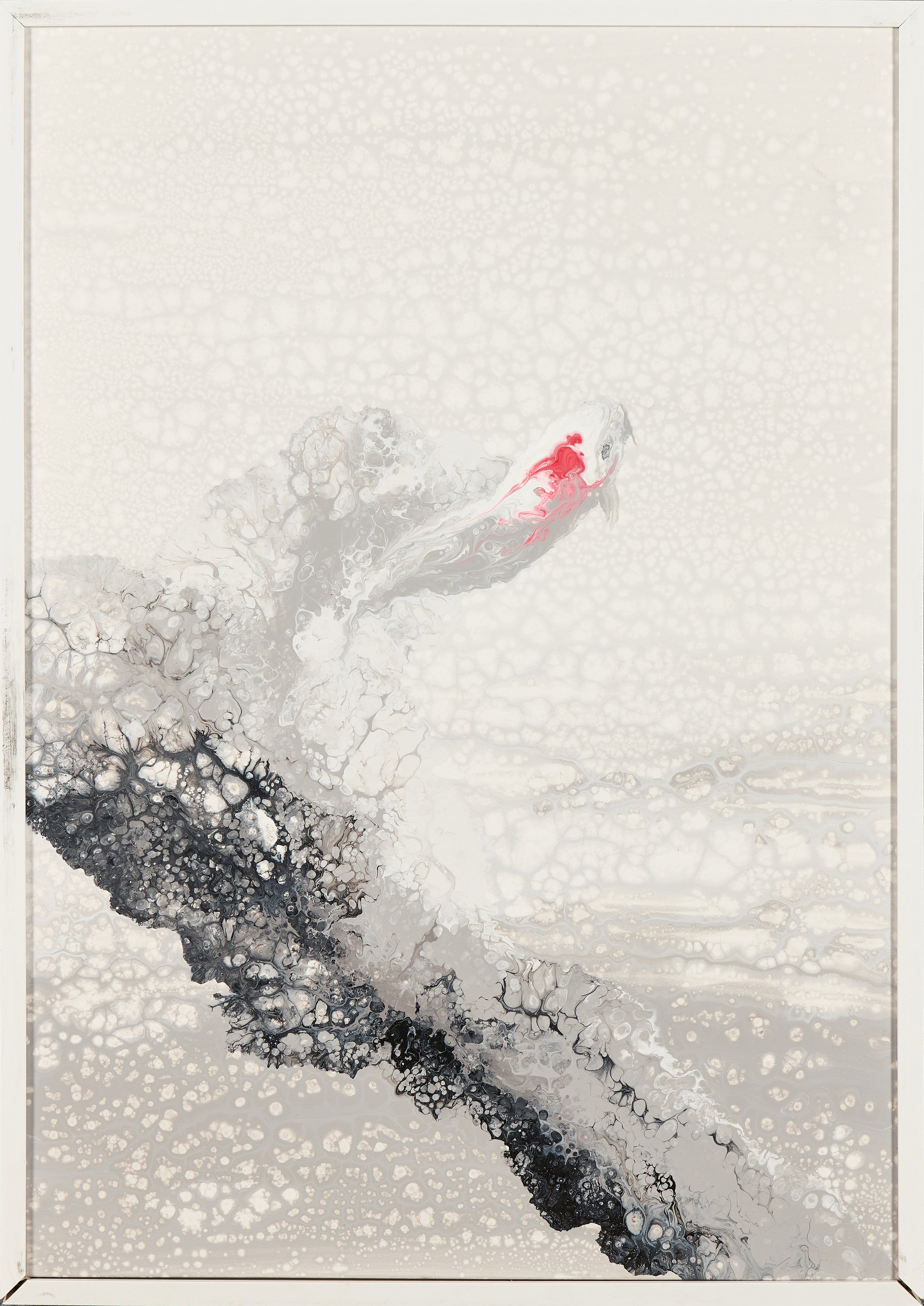 Red Fortune Koi in Ink Wash | Original Hand-Poured Fluid Art Painting