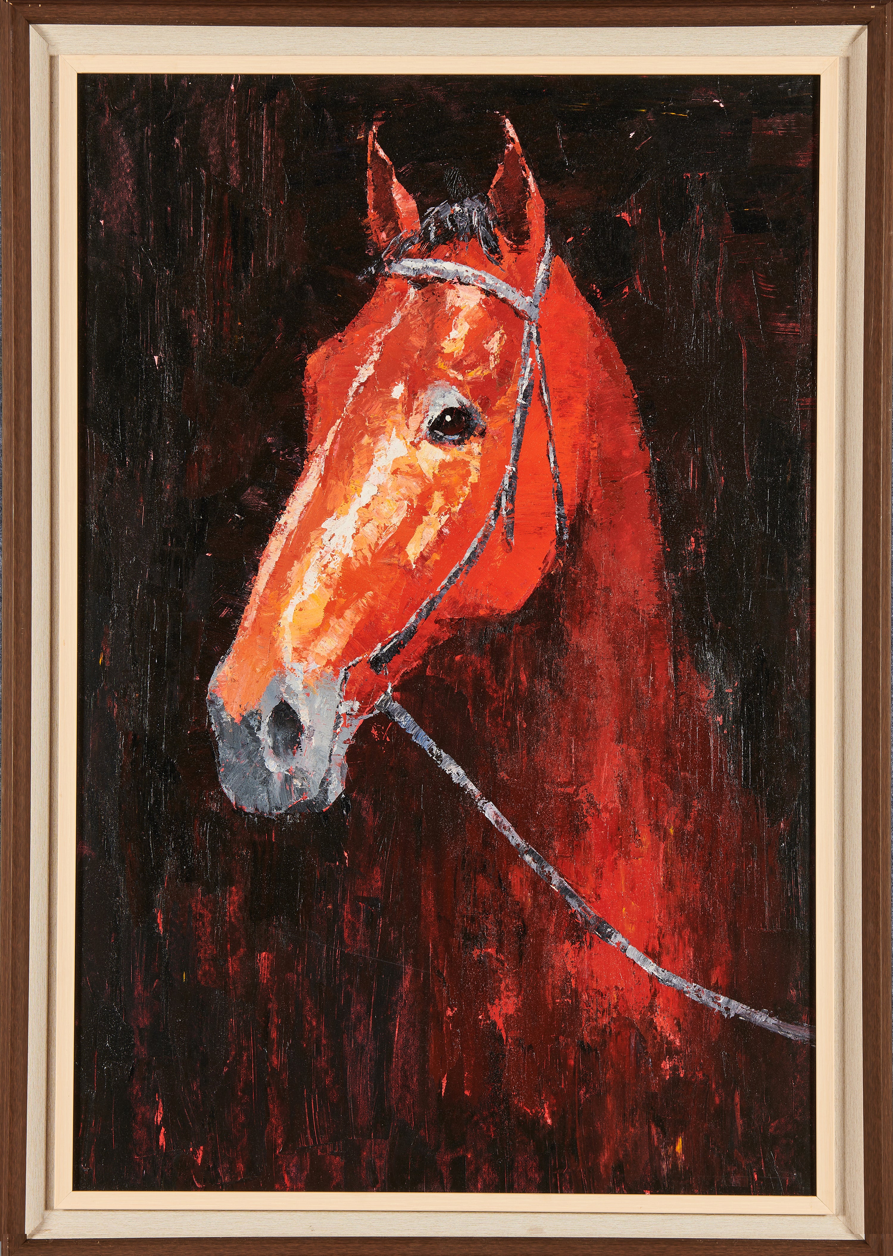 Red Steed: Soaring Ambition & Good Fortune | Original Horse Portrait Oil Painting