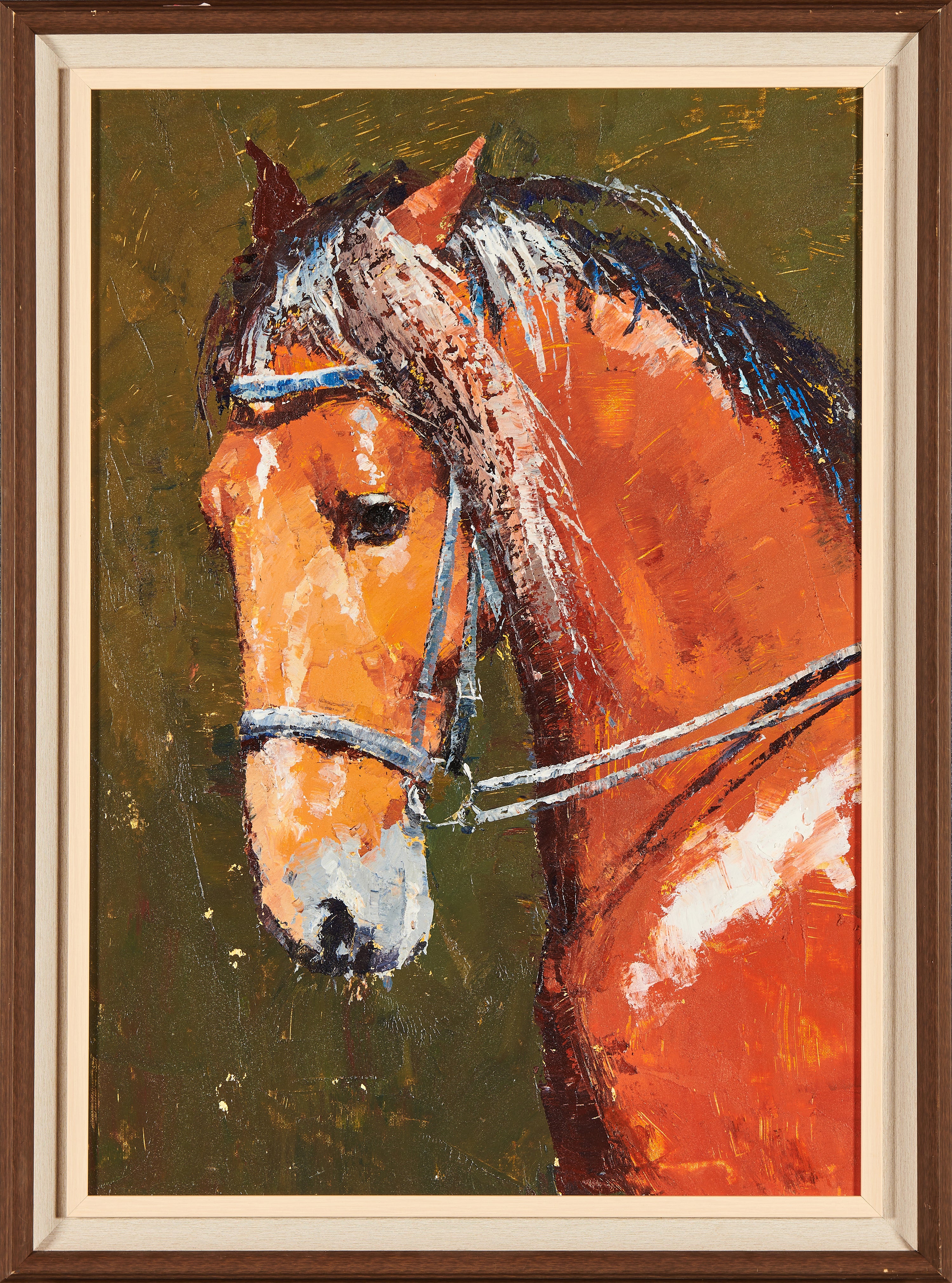 Golden Mane in the Breeze: Steadfast Elegance | Original Horse Portrait Oil Painting