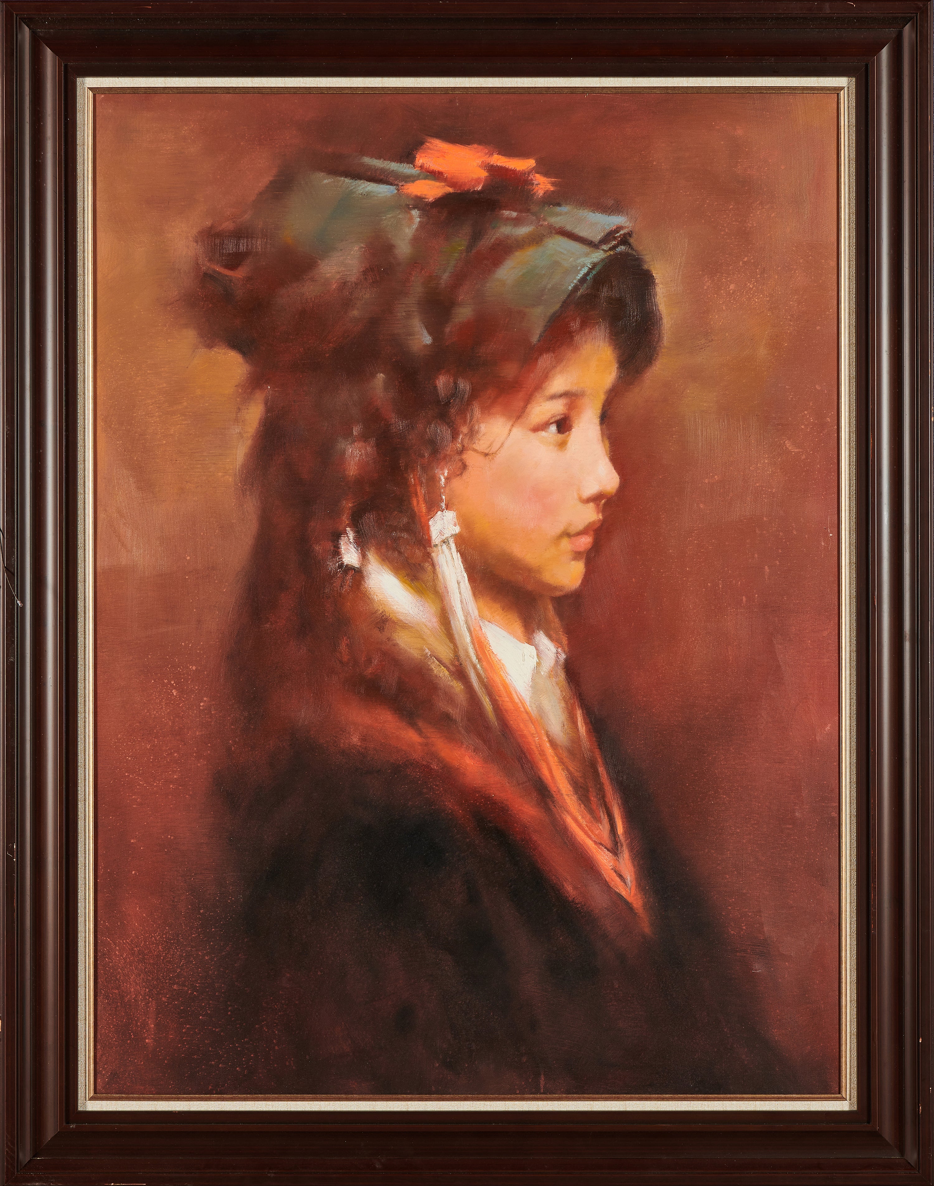 Rosy Glow & A Maiden’s Thoughts | Original Ethnic Style Portrait Oil Painting