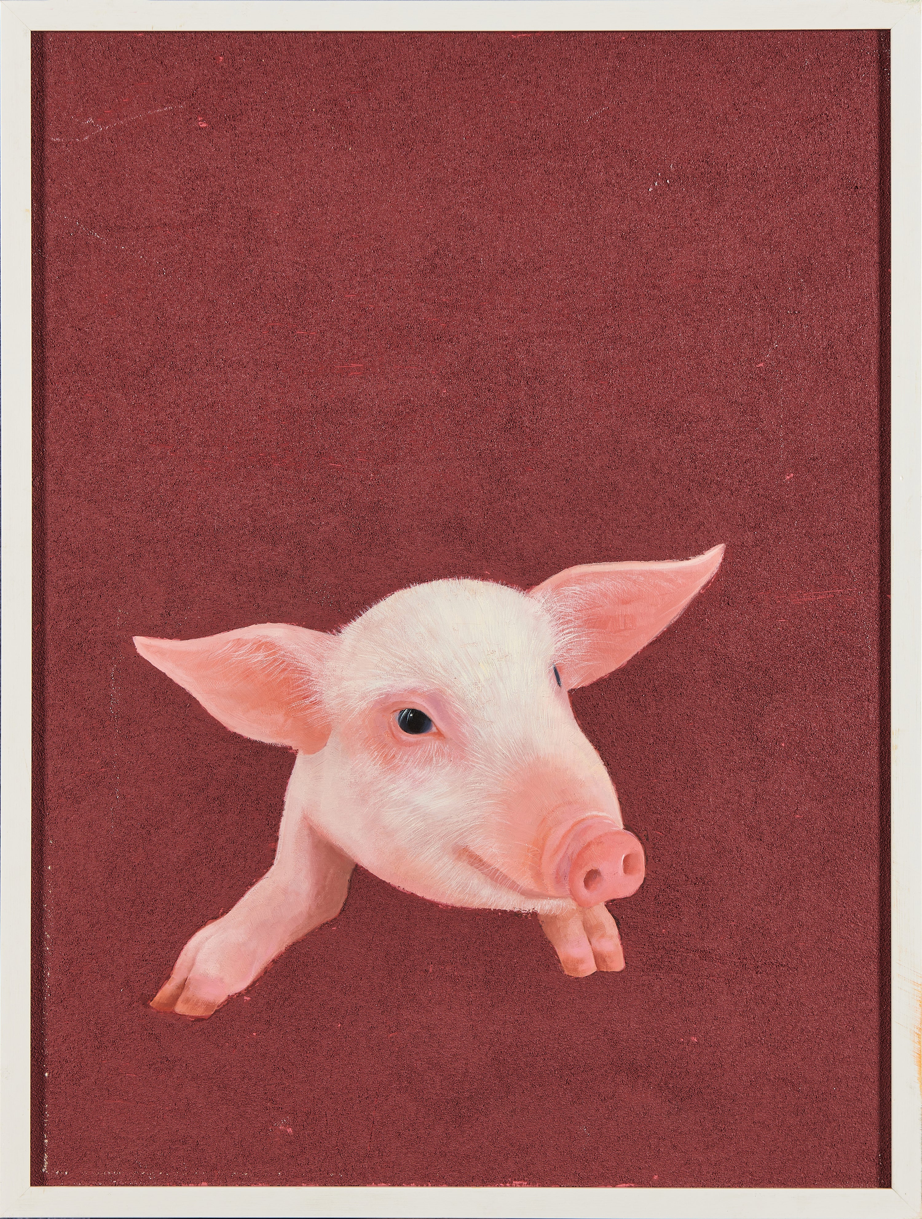 Lucky Pink Pig: Blessings Peeking Through | Original Hyperrealist Zodiac Oil Painting