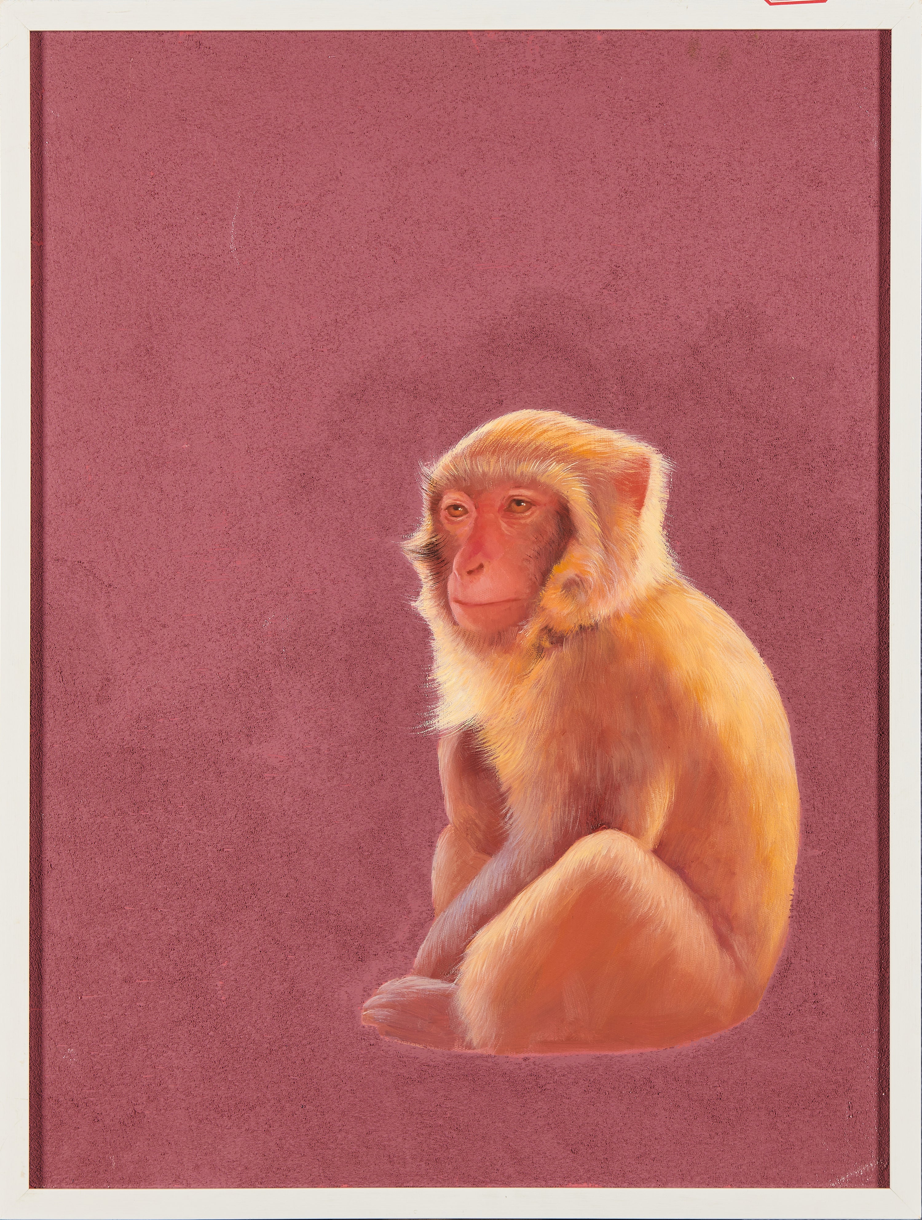 Crimson Divine Monkey: Blessings of Promotion | LAI’s "Crimson Guardian Beasts Series" | Original Hyperrealist Zodiac Oil Painting