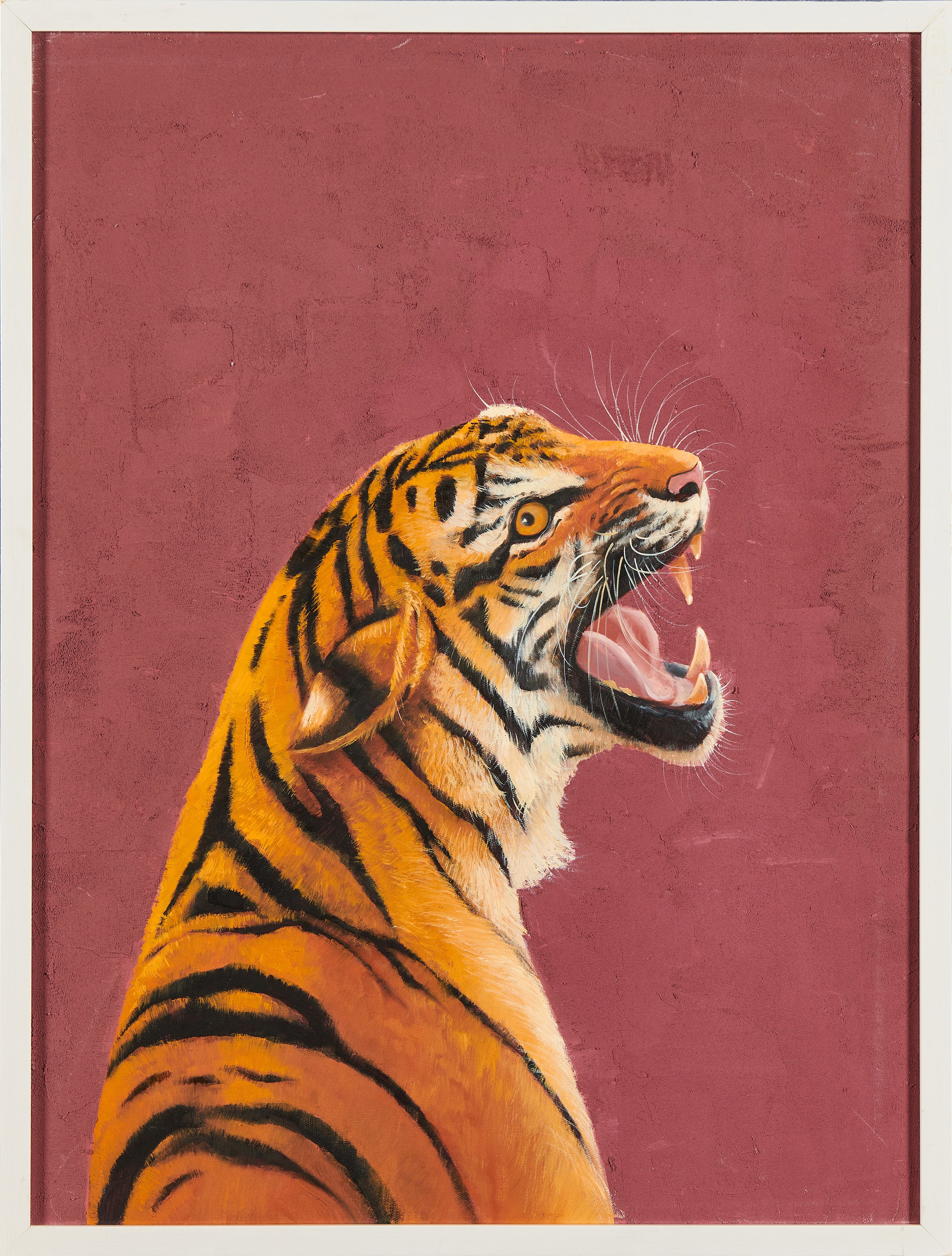 Crimson Roaring Tiger: Supreme Power & Authority | LAI’s "Crimson Guardian Beasts Series" | Original Zodiac Tiger Oil Painting