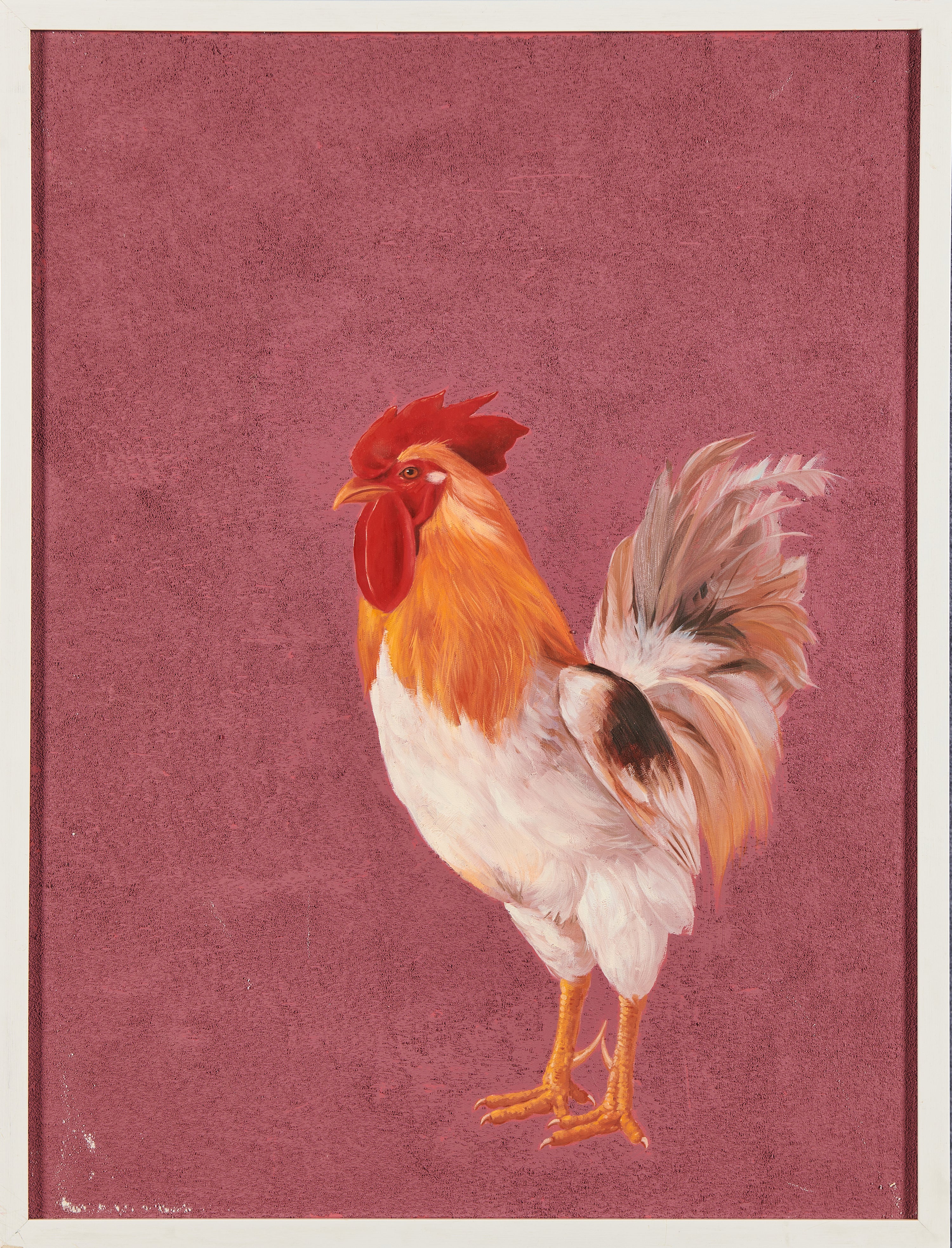 Crimson Golden Rooster: Auspicious Dawn & Great Fortune | LAI’s "Crimson Guardian Beasts Series" | Original Zodiac Rooster Oil Painting