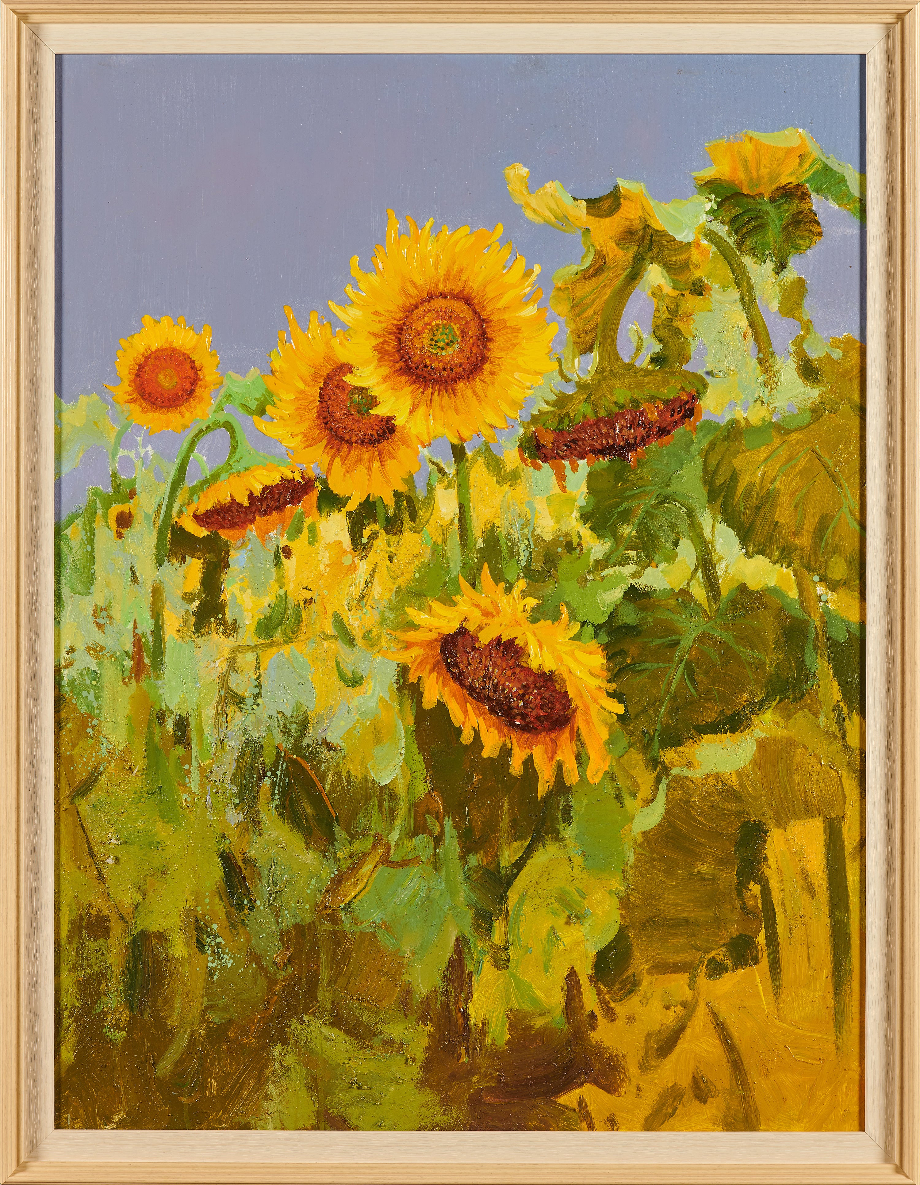 Sunflowers in Warm Sun | Original Impressionist Realist Oil Painting