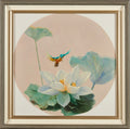 Kingfisher in Flight: Grace Over the Lotus | Original Flower & Bird Oil Painting